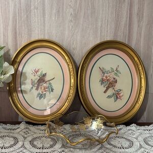 Homeco Home Interiors Vintage Gold Framed Bird Prints By Kay Lamb Shannon